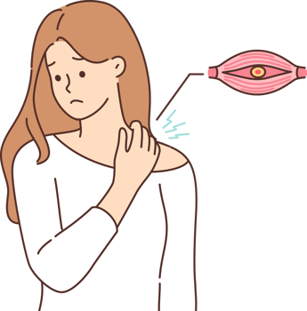 Woman experienced neck pain after nerve was pinched between vertebrae, caused by uncomfortable pillow. Problem of pain in neck torments girl in need of massage therapist or orthopedic place to sleep png