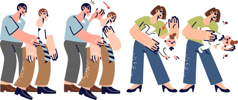 Heimlich maneuver to save suffocating people and infants, and to provide assistance in emergency. Using heimlich method and back blows for patients of different ages who choked during lunch png