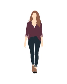 Flat art people and illustration, woman with casual outfit C9 vector