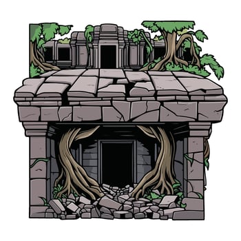 Angkor Ruins Playful and Fun vector