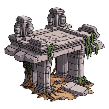 Angkor Ruins Cozy Art vector
