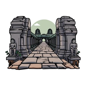 Angkor Ruins Comic Style vector