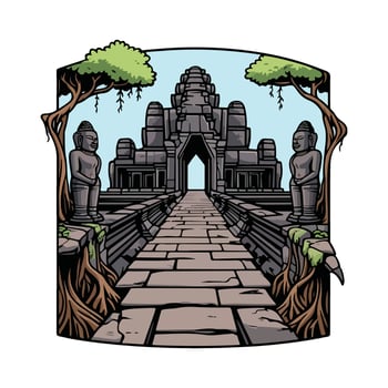 Angkor Ruins Artistic Icon vector
