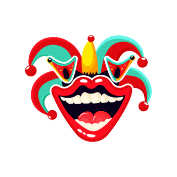 Mouth sticker with teeth for April Fools Day flat illustration isolated on transparent background png