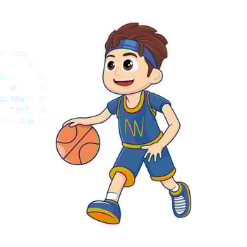 Cartoon boy playing basketball vector