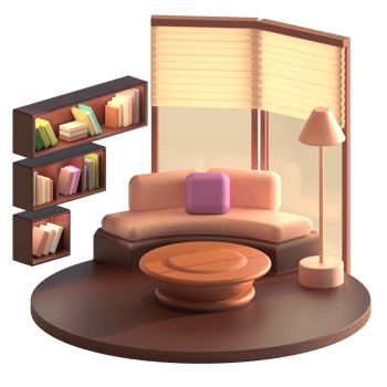3D Illustration Reading Nook png
