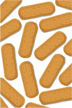 Delicious milk cream cookies on white background vector
