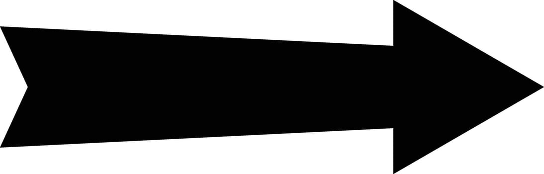 Black arrow on white background. Arrow pointing right. Arrow shape element vector