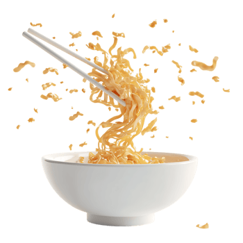 Chinese or Japanese Instant Noodles PNG Against Transparent Background for Asian Cuisine, Food Branding, or Culinary Design