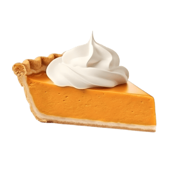 Delicious slice of pumpkin pie with whipped cream cozy kitchen food photography warm atmosphere close-up comfort food png