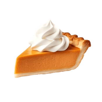 Delicious slice of pumpkin pie on a plate cozy kitchen food photography warm lighting close-up autumn treat png