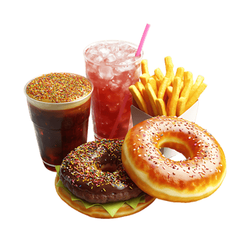 3D Tasty Fast Food Set for Drive-Thru Promotions and Snack Ads png
