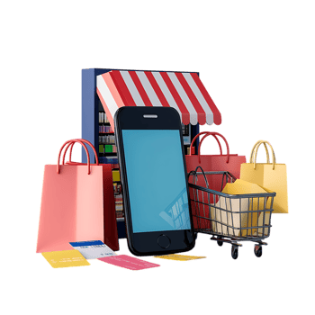 Online Shopping App Display on Transparent Background for Business Use png