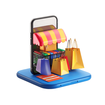 Mobile Phone Storefront Illustration for E-commerce and Shopping Apps png