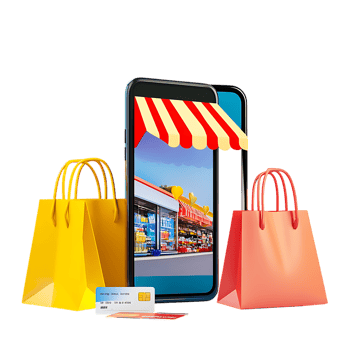Virtual Store on Mobile for Online Retail and Marketing Designs png