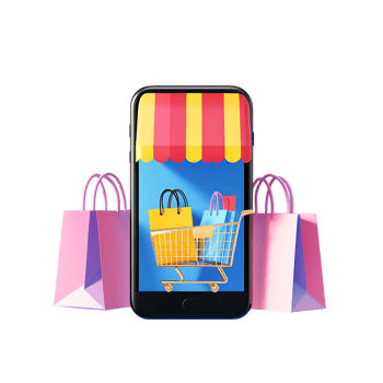E-commerce Mobile Store on Transparent Background for Business Advertising png