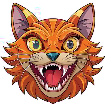 a cartoon cat head with its mouth open vector