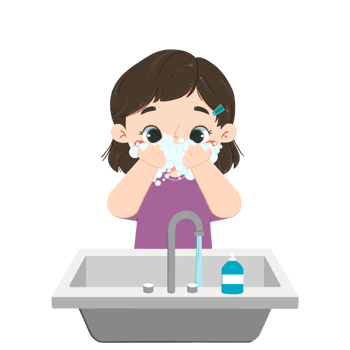 Cute girl washes the face png