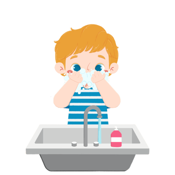 Cute kid washed the face png