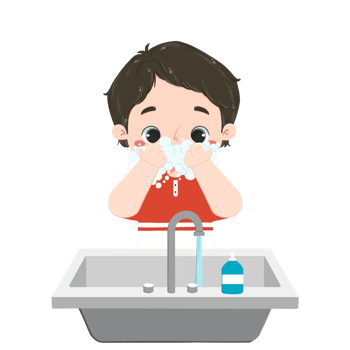 Cute kid is washing the face png