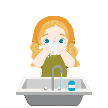 Cute kid girl wash the face png