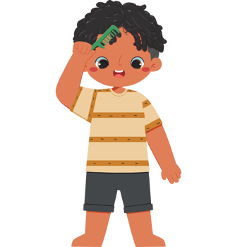 Cute kid has combing the hair png