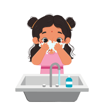 Adorable kid washed the face png