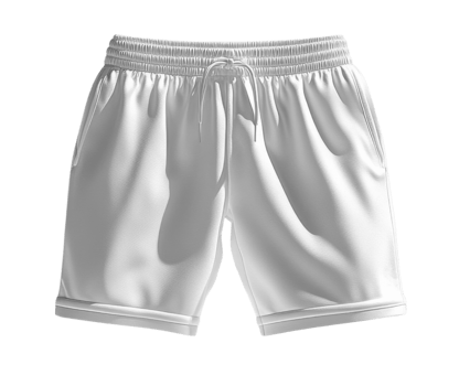 Plain White athletic shorts with elastic waistband and pockets, perfect for sports or casual wear png