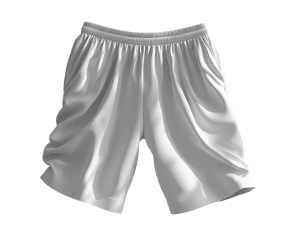 White athletic shorts with elastic waistband, suitable for sports and casual wear png