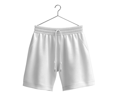 White athletic shorts hanging on hook, perfect for casual wear or workouts png