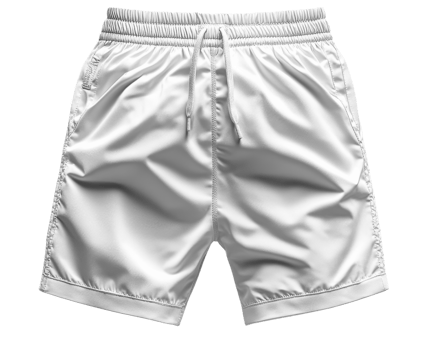A White athletic shorts with elastic waistband and drawstring png