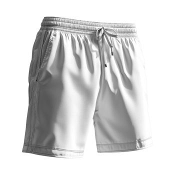 Lightweight white athletic shorts with pockets and drawstring. Perfect for sports or casual wear png
