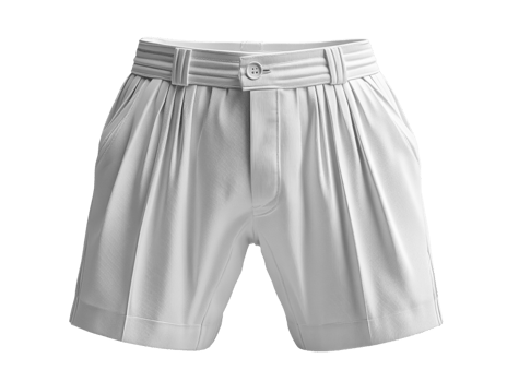 White pleated shorts with button closure, perfect for casual wear png