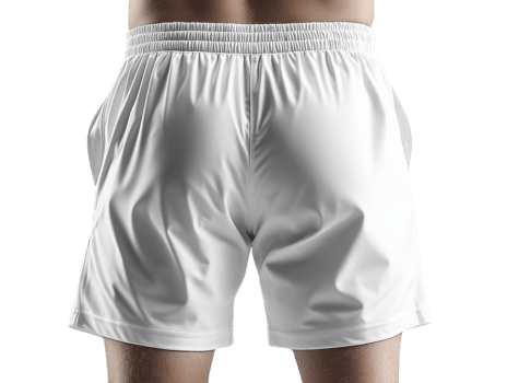White athletic shorts on male figure, showcasing sporty look and comfortable fit. Ideal for workouts or casual wear png