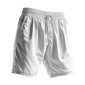 Lightweight white athletic shorts with elastic waistband and pockets. Perfect for sports or casual wear png