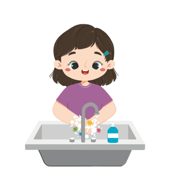 adorable kid washes hands png