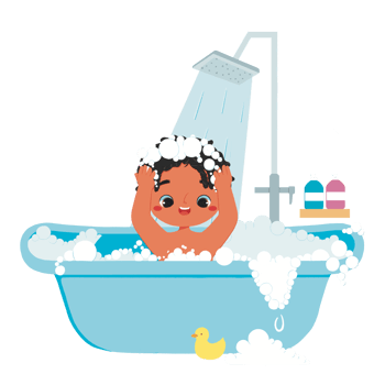 Cute kid has taking a bath png