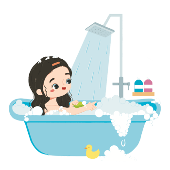 Cute kid has been taking a bath png