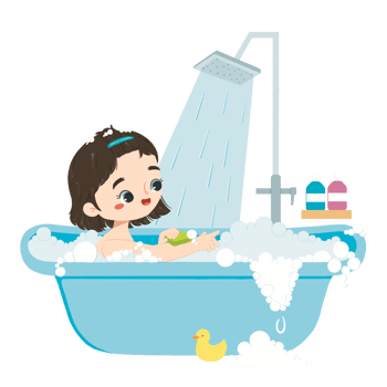 Cute girl takes a bath png