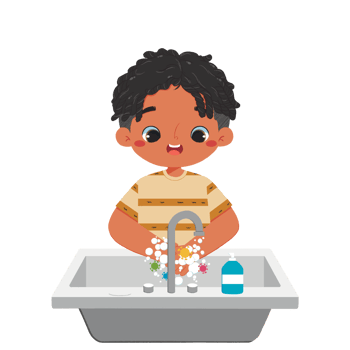 Cute kid has washed hands png