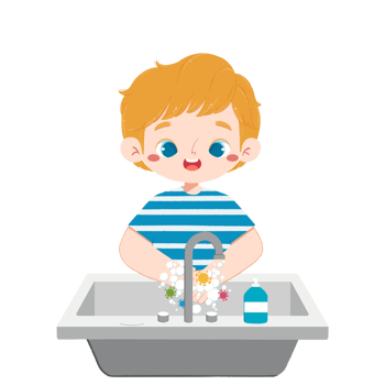 Cute kid has washing hands png