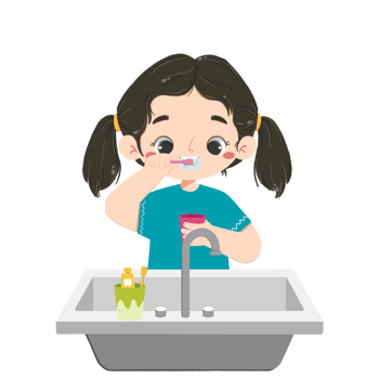 Cute kid brushed her teeth png