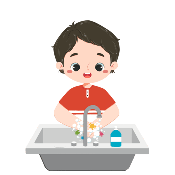 Cute kid was washing hands png