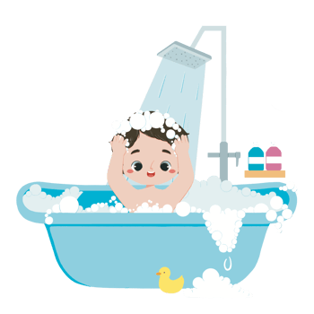 Cute kid took a bath png