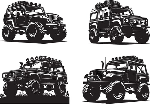 Off-Road Monster Truck Silhouette And White Background vector