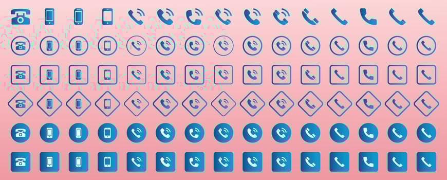 Phone icon set. Call sign. Contact icon. Set of call, phone, list, chat icons. Flat illustration of Phone icons. Telephone call Icon Illustration. Communication sign vector