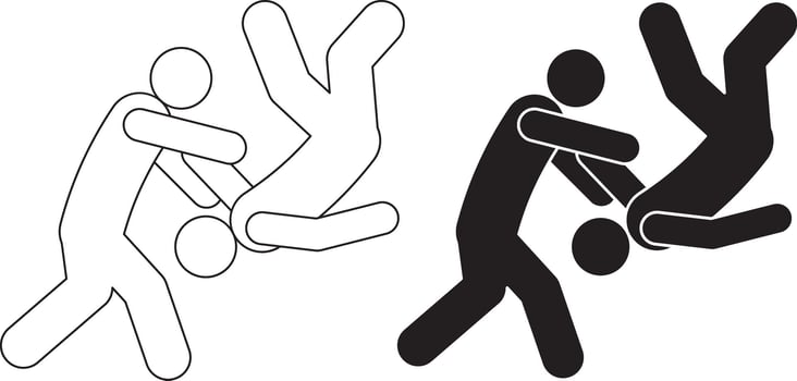 outline silhouette judo icon set vector
