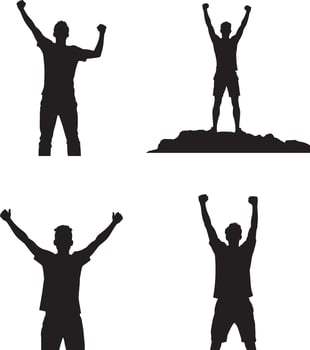 Celebrating Success Silhouettes icon illustration set isolate on white background vector