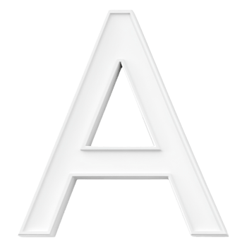 White 3D Letter A with Shadow on Transparent Background png