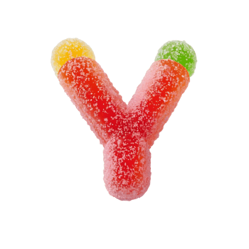 The letter y is made up of colorful jelly png